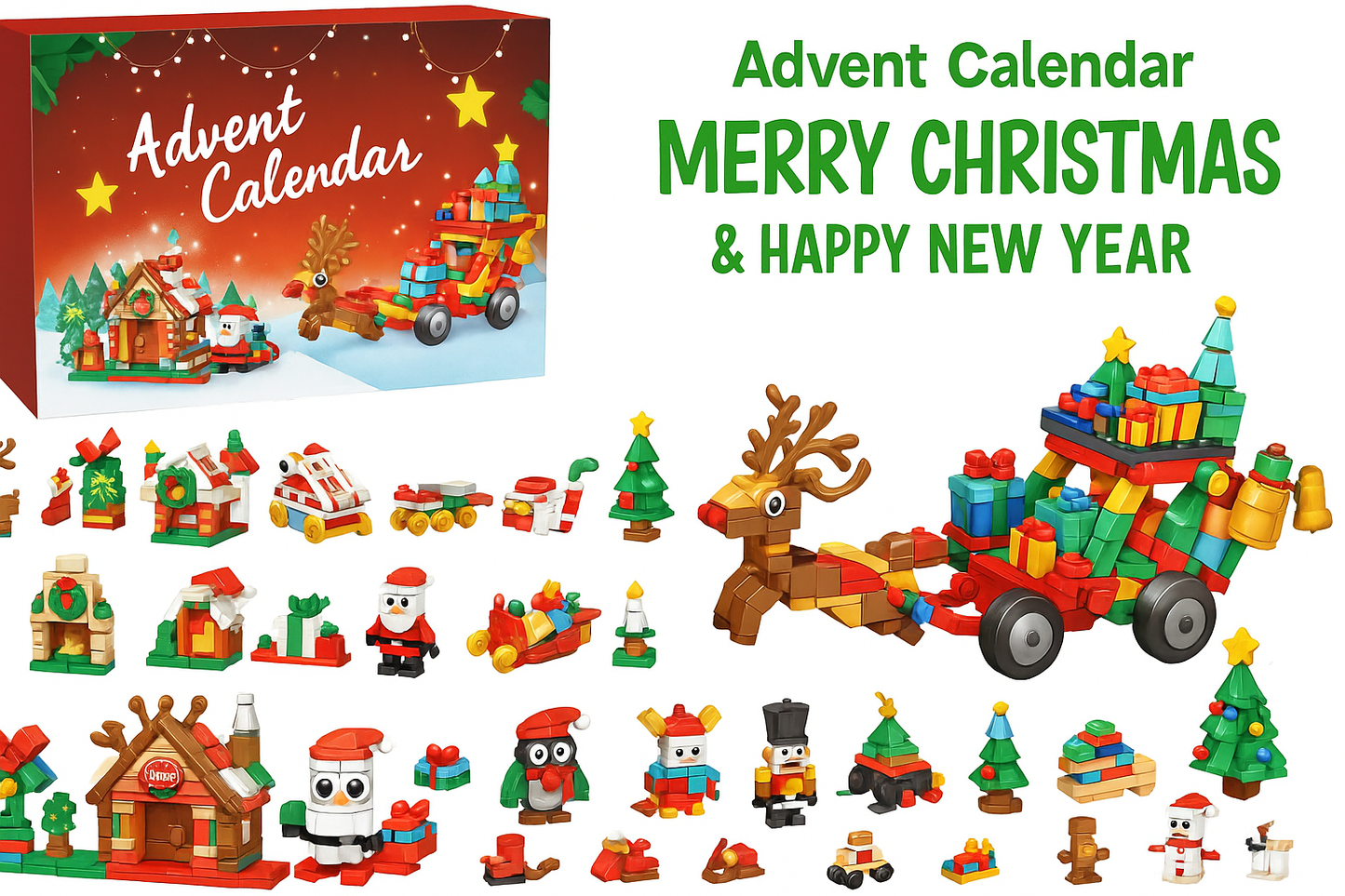 Christmas Countdown Building Blocks Hand Tear Calendar Blind Box