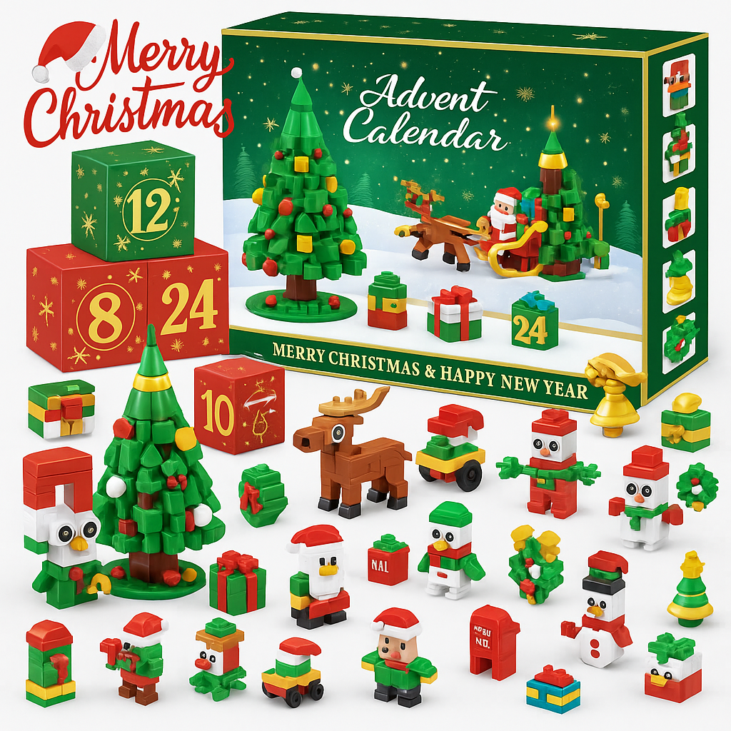 Christmas Countdown Building Blocks Hand Tear Calendar Blind Box