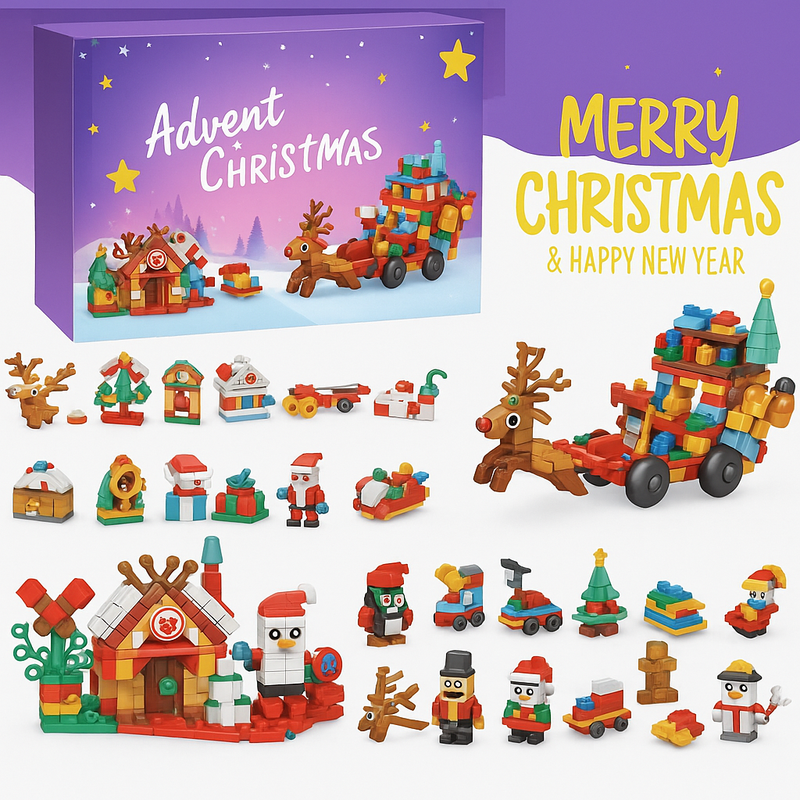 Christmas Countdown Building Blocks Hand Tear Calendar Blind Box